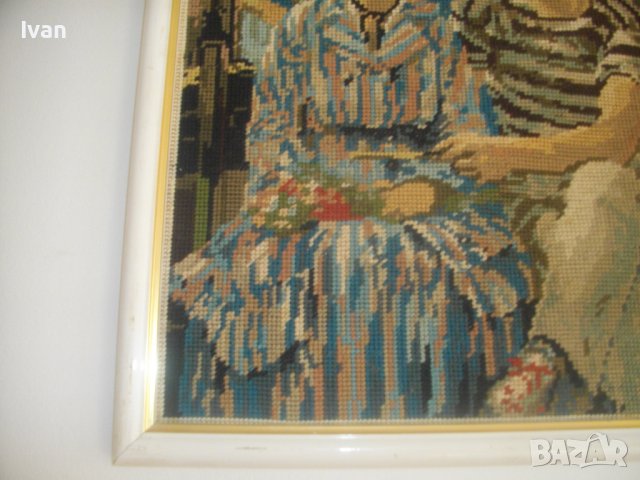 DMC Голям Гоблен-560х420мм-Ръчно Нашиван-Френски-Рамкиран-Отличен, снимка 10 - Гоблени - 37110301