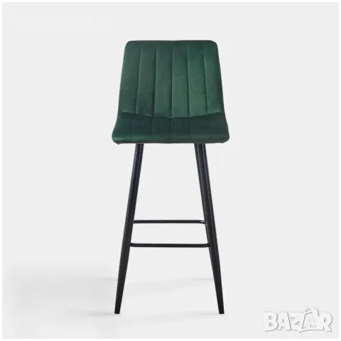 Бар стол с кадифена дамаска, к-т от 2бр - C-UDC051DGR, снимка 2 - Столове - 49098646