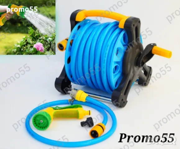 Преносима макара с градински маркуч 25м., пръскачка, накрайници, снимка 5 - Напояване - 49313110