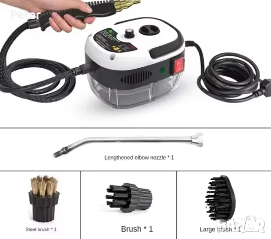 Парочистачка 2500W (3 BAR) до 105 градуса на Парата с 4 бр. Накрайници, снимка 6 - Парочистачки и Водоструйки - 44954511