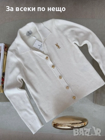 Yves Saint Laurent Дамска Бяла Блуза С Дълъг Ръкав Плетиво Код BS-95, снимка 2 - Блузи с дълъг ръкав и пуловери - 52097948