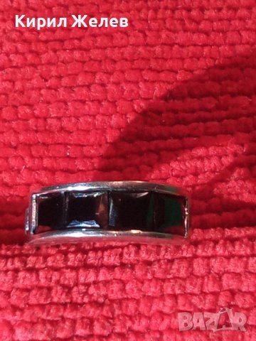 СКЪПОЦЕННА СРЕБЪРНА АРТ ОБЕЦА РОДИРАНО СРЕБРО 925 АНГЛИЯ с ЮВЕЛИРНО ФАСЕТИРАН ЧЕРЕН ОБСИДИАН 25868, снимка 4 - Обеци - 35884557
