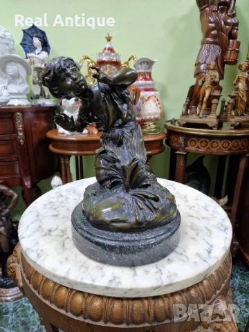 Уникална антикварна авторска френска бронзова фигура статуетка скулптура 