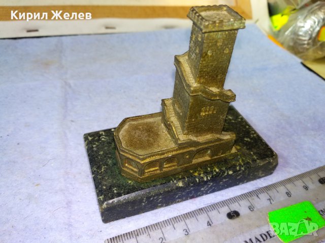 СТРАЖЕВА БОЙНА КУЛА Стар РЯДЪК МЕТАЛЕН СУВЕНИР с МРАМОРЕН ПОСТАМЕНТ За КОЛЕКЦИЯ Тем-н ИНТЕРИОР 41393, снимка 5 - Колекции - 43952371