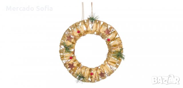 Коледен светещ венец, борови плодове с 10 лампи