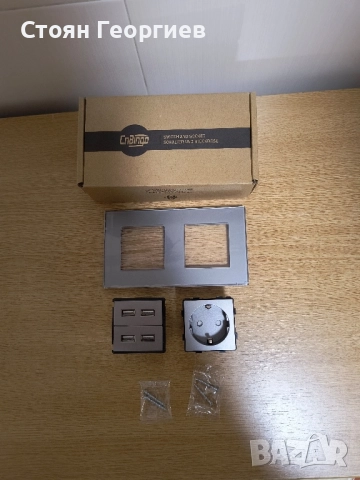 CNBINGO Стъклен вграден единичен Schuko контакт с 4 USB порта 2.4A, снимка 2 - Друга електроника - 52420409