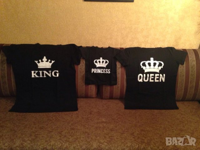 Промо цена!Тениски за семейства и влюбени двойки King & Queen, снимка 3 - Тениски - 28827881