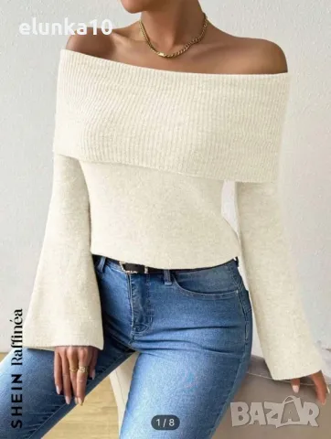 блуза с паднало рамо, снимка 2 - Блузи с дълъг ръкав и пуловери - 49126139