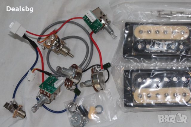 Пълен комплект LP окабеляване със зебра хъмбъкери 2V 2T, снимка 2 - Китари - 52199893