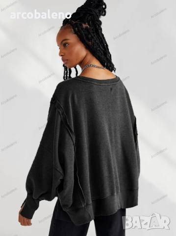 Свободен дамски суичър тип пачуърк с обло деколте, 5цвята , снимка 4 - Суичъри - 44867827