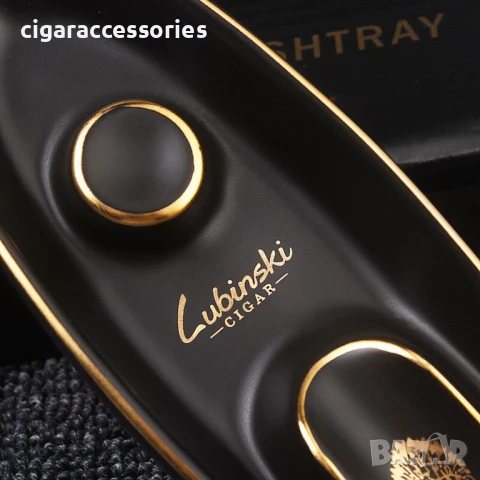 Керамичен пепелник Lubinski за 1 пура – с позлатени елементи, снимка 2 - Табакери - 50906750