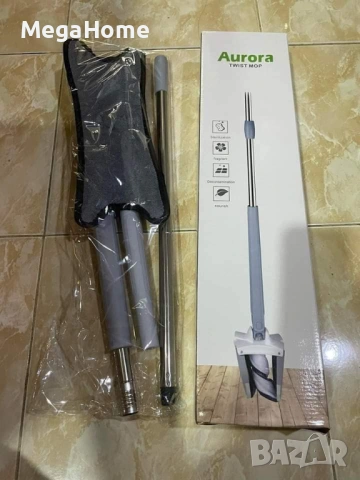 Микрофибърен моп, Въртящ се на 360°, Само изстискващ се, Перящ, Дръжка регулируема до 140 сантиметра, снимка 3 - Мопове, кофи, четки и метли - 53481382