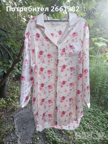 Красива сатенена пижама на рози, снимка 1