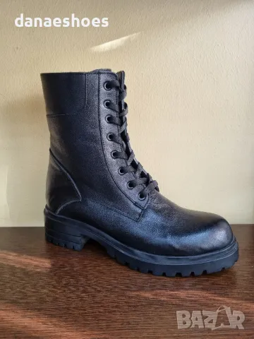 Дамски боти с цип и връзки от естествена кожа , снимка 2 - Дамски боти - 47771403