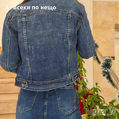 Дамско Синьо Меко И Еластично Дънково Яке, снимка 5 - Якета - 48553845