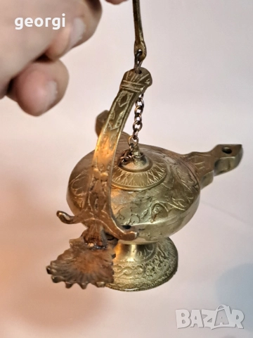 стара бронзова маслена лампа 28/4, снимка 4 - Антикварни и старинни предмети - 51942247