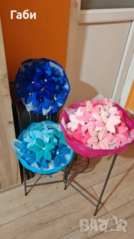 Вечен букет от телени плюшени пръчки, снимка 1