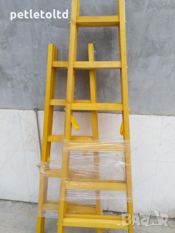 Дървена стълба двойна, подсилена с метални шпилки на всяко стъпало, снимка 4 - Градински инструменти - 28299182