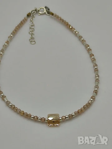 Гривна за глезен, Сваровски/Swarovski, 925 сребро, снимка 6 - Гривни - 50313036