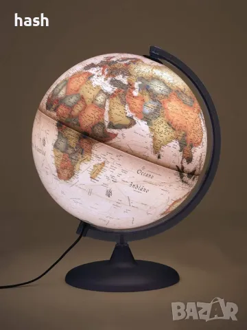 Голям Италиански Глобус Лампа Диаметър 30 см., снимка 2 - Настолни лампи - 48582567