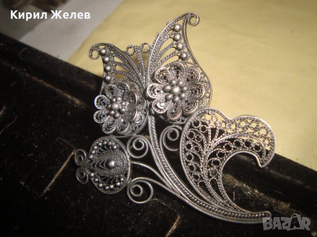 ИЗУМИТЕЛНО КРАСИВА ФИЛИГРАННА СРЕБЪРНА БРОШКА 19 ВЕК ВИСОКА ПРОБА СРЕБРО РЪЧНА РАБОТА БИЖУ 22626, снимка 2 - Антикварни и старинни предмети - 33045225