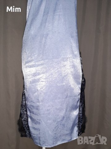 Н&М 40 Сива нощница със сатенен отблясък с черна дантела , снимка 3 - Бельо - 37520166