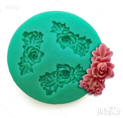розичка с листенца 3 бр силиконов молд форма фондан декор торта сладки бисквитки украса