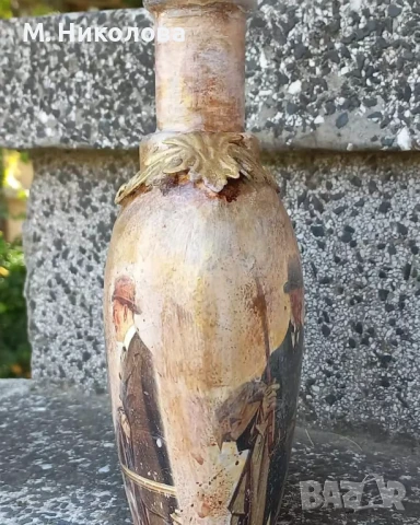 Винтидж ръчно декорирана празна бутилка, снимка 5 - Други - 50584096