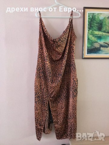 PrettyLittleThing елегантна сатенена леопардова рокля XL /EU 46, снимка 4 - Рокли - 33070228