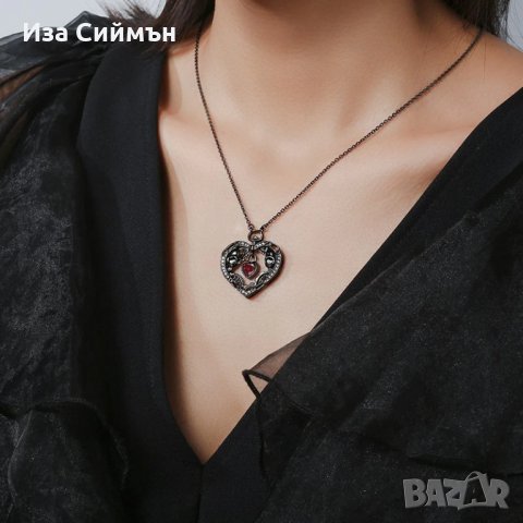 Колие със сърце и рубин, снимка 6 - Колиета, медальони, синджири - 35363719