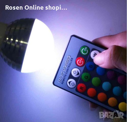 Цветна LED крушка с дистанционно , с 16 цвята, 4 режима и 4 нива на яркост, снимка 2 - Крушки - 34815099