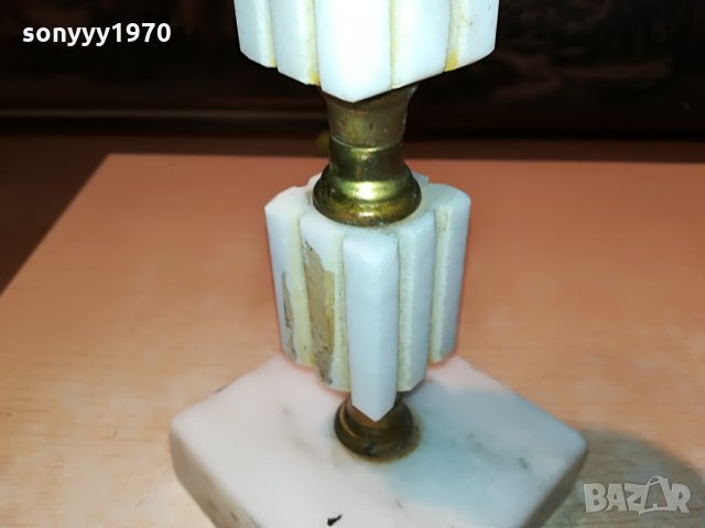 мараморна лампа-мед/месинг 40х11х11см 2206210822, снимка 3 - Антикварни и старинни предмети - 33294245