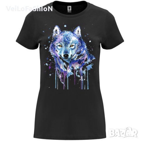 Нова дамска тениска с Вълк в черен цвят, снимка 1 - Тениски - 43955268