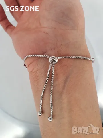 Оригинална и Удобна Гривна от Сребро с Рубини/Изумруди/Сапфири, снимка 4 - Гривни - 49932049