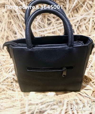 Стилна черна дамска чанта от изкуствена кожа с цип . НОВА , снимка 4 - Чанти - 52913306