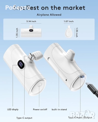 Преносима батерия 5000mAh, снимка 7 - Външни батерии - 52959163