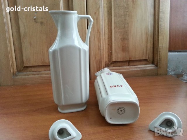 Стар български порцелан шишета за оцет и масло , снимка 2 - Антикварни и старинни предмети - 35530071