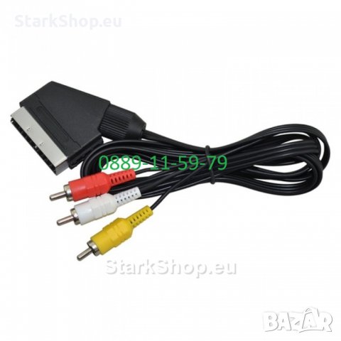SCART към AV чинч кабел, снимка 1 - Друга електроника - 28815837