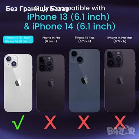 Нов кейс гръб Калъф за iPhone 13/14, Прозрачен, Не пожълтява, Ултра защита, снимка 5 - Калъфи, кейсове - 47537012