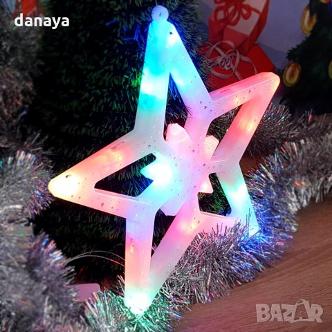 1208 Светеща коледна звезда с преливащи LED свeтлини украса за стена 27см, снимка 4 - Декорация за дома - 26745154
