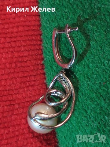 МАРКОВА СРЕБЪРНА ПЕРЛЕНА ОБЕЦА СРЕБРО S 925 с БЯЛА ПОЗЛАТА и ГОЛЯМА ЕСТЕСТВЕНА БЯЛА ПЕРЛА 26464, снимка 16 - Обеци - 43308175