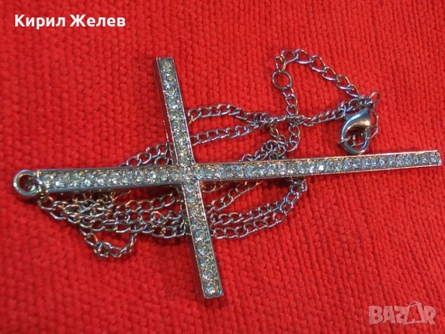 ПОСРЕБРЕН КРЪСТОВИДЕН МОДЕН АРТ МЕДАЛЬОН с КРИСТАЛИ и ВЕРИЖКА 31535, снимка 12 - Колиета, медальони, синджири - 36901755