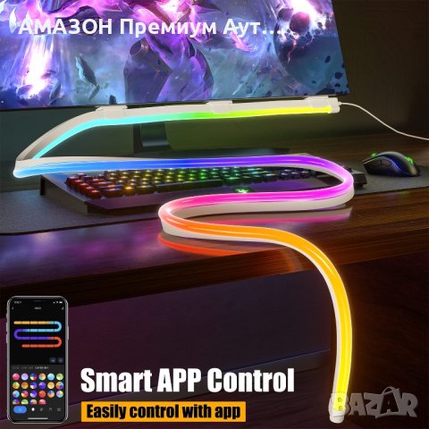 1,50 м Неонова COB Смарт USB LED лента NOVONEST/околно осветление/Alexa/Google Assistant/DIY, снимка 2 - Лед осветление - 43331813