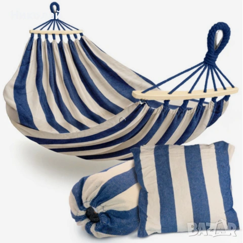 Хамак XXL с възглавница и чанта — максимален комфорт до 250 кг за релакс навън, снимка 5 - Други - 53331636