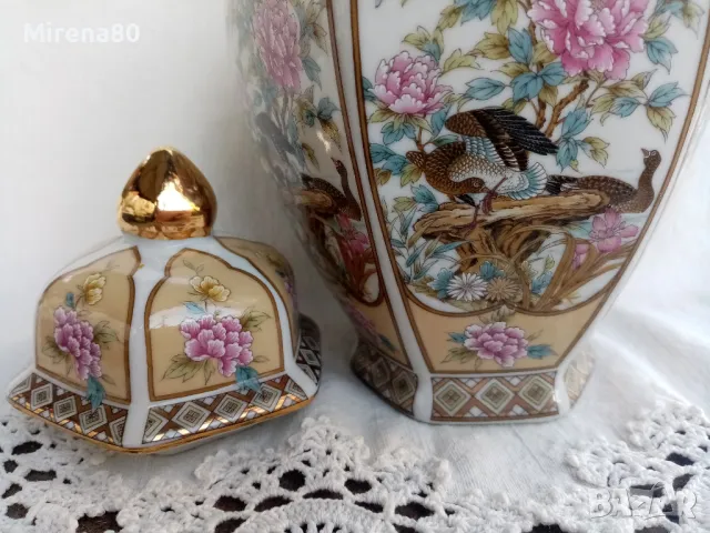 Винтидж японска ваза / урна, снимка 3 - Антикварни и старинни предмети - 47882181