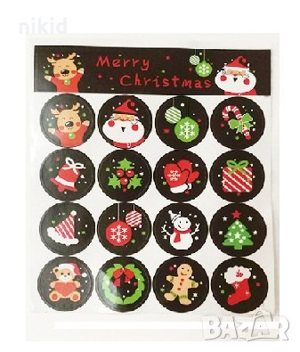 16 бр Коледни самозалепващи лепенки стикери за ръчна изработка подаръци бисквитки