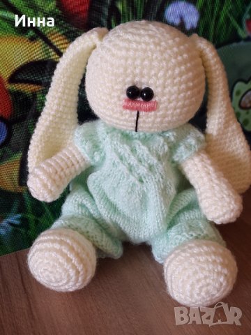 Плетена играчка Заек-Беби, Плетени, ръчно изработени, прекрасен подарък, снимка 13 - Плюшени играчки - 38318925