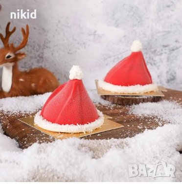 3D Коледна шапка  6 шапки силиконов молд форма фондан гипс шоколад , снимка 3 - Форми - 43132728