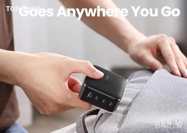 Зарядно устройство 220V UGREEN CD224, 65W, GaN, 3xUSB-C, 1xUSB-A, PD, QC бързо зареждане, снимка 3 - Друга електроника - 48636166