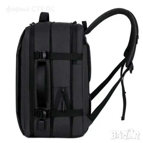Раница за пътуване STELS, Ръчен багаж, 30x15x40см, Черен, снимка 4 - Раници - 47365485